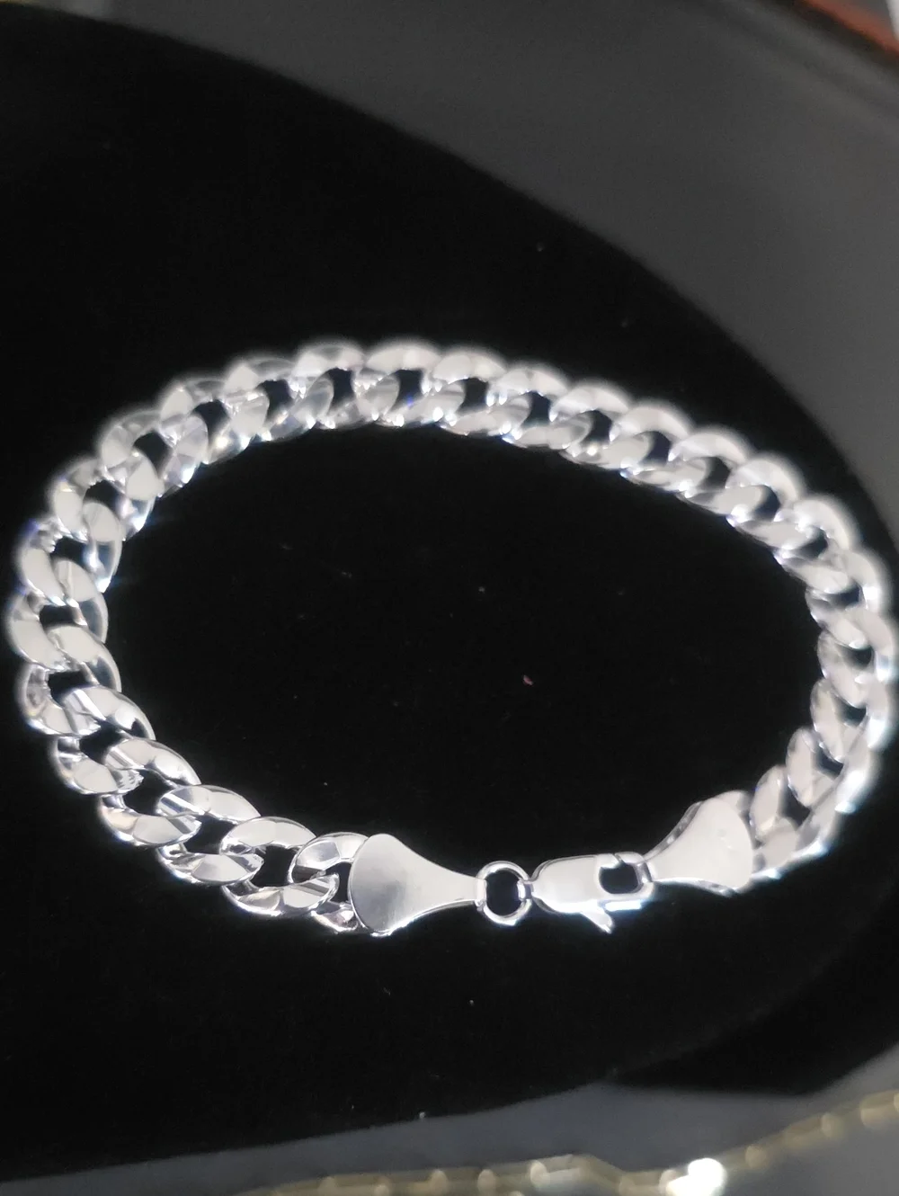 New 8.5inch Silver Filled Cuban Link Bracelet